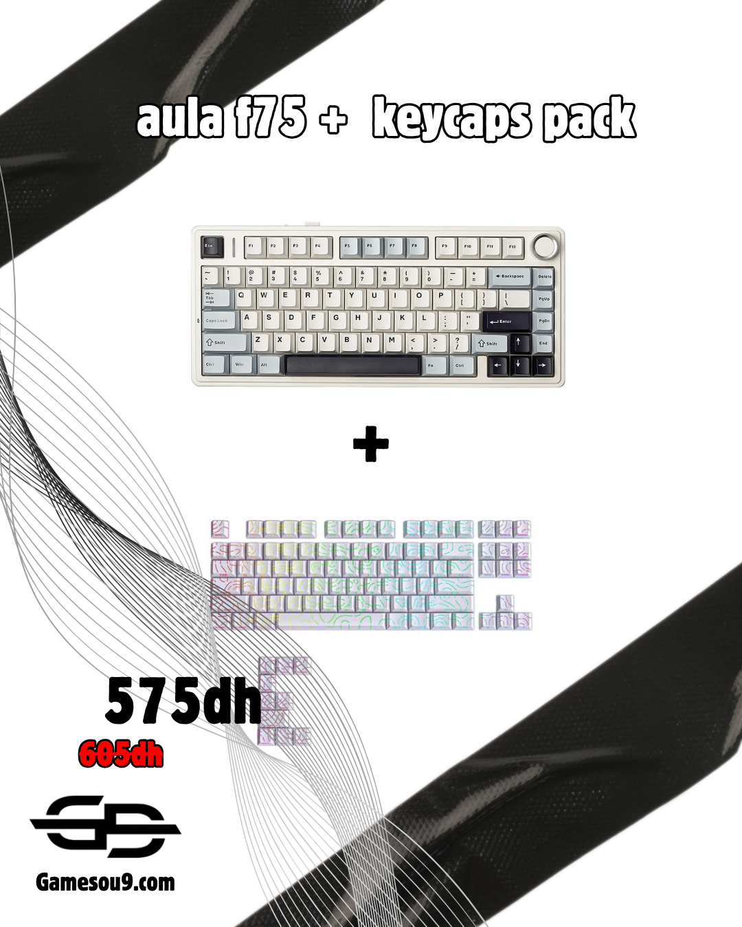 aula f75 + white keycaps pack