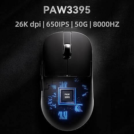 AJ159PRO 8Khz Bluetooth/2.4G/Wired 56G Lightweight Gaming Mouse with Magnetic Charging Dock, PAW3395 Sensor 26KDPI, Huanuo 100 Million Click, 100% ETFE Foot Pad & 8Khz Receiver