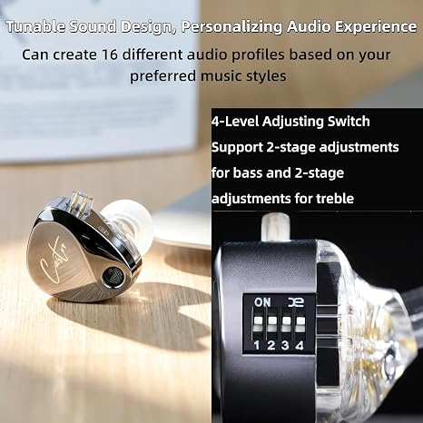 KZ Castor in Ear Monitor, Harman Bass Edition IEM with Dual Dynamic Drivers, Tunable Sound Wired Headphones Gaming Earbuds with 4-Level Adjusting Switch, Noise-isolating (Standard Bass, Without Mic)