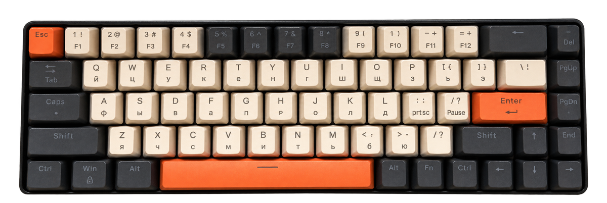 ZIYOU LANG RK-T8 Wired 65% Mechanical RGB Gaming Keyboard-Gray/White/Orange