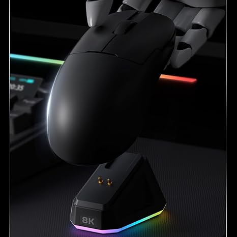 AJ159PRO 8Khz Bluetooth/2.4G/Wired 56G Lightweight Gaming Mouse with Magnetic Charging Dock, PAW3395 Sensor 26KDPI, Huanuo 100 Million Click, 100% ETFE Foot Pad & 8Khz Receiver