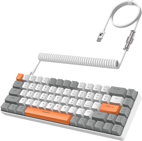 ZIYOU LANG RK-T8 Wired 65% Mechanical RGB Gaming Keyboard-Gray/White/Orange