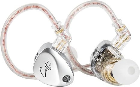 KZ Castor in Ear Monitor, Harman Bass Edition IEM with Dual Dynamic Drivers, Tunable Sound Wired Headphones Gaming Earbuds with 4-Level Adjusting Switch, Noise-isolating (Standard Bass, Without Mic)