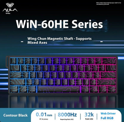 AULA WIN60 Standard 8K Polling Rate 0.02mm Accuracy Snap Tap SOCD Rapid Trigger Gaming Keyboard Magnetic Switch Hall Effect