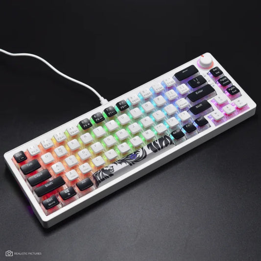Golden Lion GI68 65% Hot-Swappable Mechanical Keyboard – Full RGB Lighting, USB-C, Red Outemu Switches, Compact Gaming Keyboard (white)