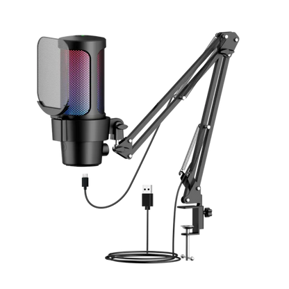 M8 USB Gaming Condenser Microphone RGB FOR Desktop PS4/PS5/ANDROID/MAC Computer PC (black)